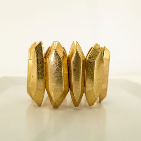 Bratara cu 12 elemente geometrice metalice aurii patinate [4]