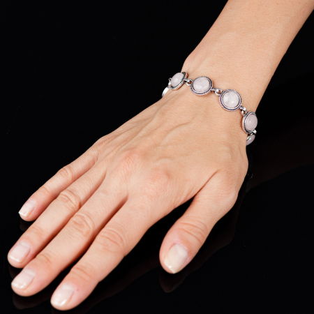 Bratara cu 7 elemente rotunde din piatra naturala de cuart roz [1]