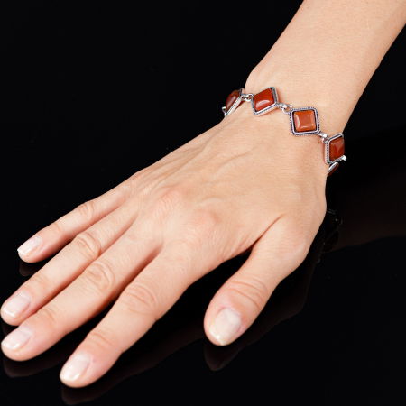 Bratara cu elemente rombice din piatra naturala de carneol [1]