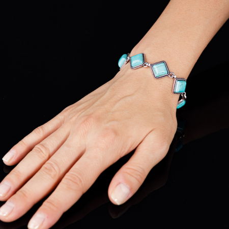 Bratara cu elemente rombice din piatra naturala de howlit turcoaz [1]