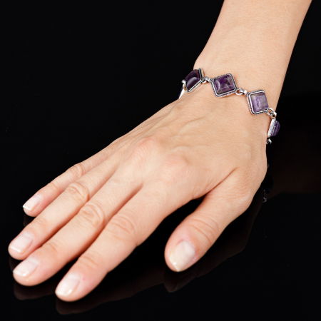 Bratara cu elemente rombice din piatra naturala de ametist [1]