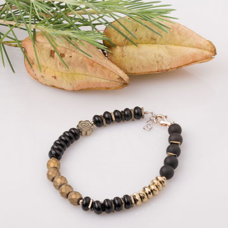 Bratara cu onix si hematit auriu [0]
