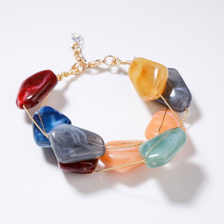 BIJUTERII - Bratara delicata cu pietre multicolore pe fire fine aurii