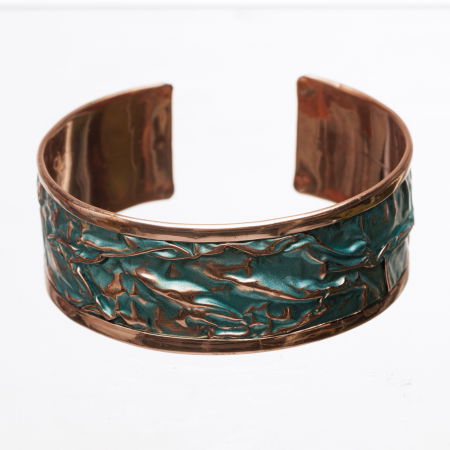 Brățări - Bratara din cupru emailat cu aspect sifonat, turcoaz