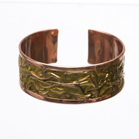 Brățări - Bratara din cupru emailat cu aspect sifonat, galben - verzui