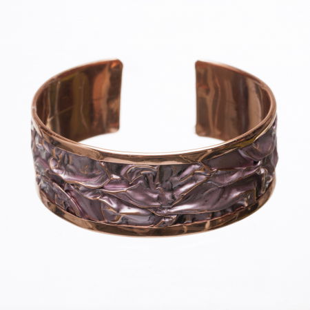 Brățări - Bratara din cupru emailat cu aspect sifonat, mov deschis