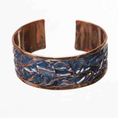 Brățări - Bratara din cupru emailat cu aspect sifonat, albastru deschis