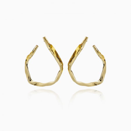 KATERINA VASSOU - Cercei Moat cu forma circulara neregulata, din alama placata cu aur de 24k