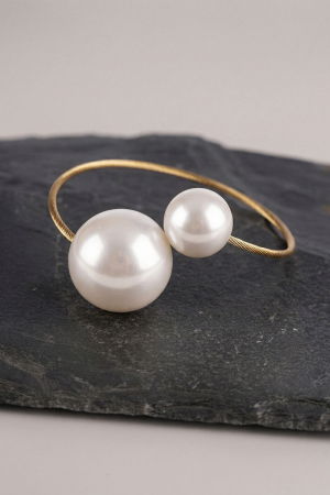 BIJUTERII - Bratara elastica din otel inoxidabil auriu cu terminatie perle