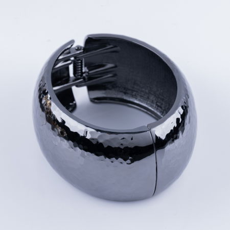 Brățări - Bratara metalica argintiu inchis cu aspect lovitura de ciocan