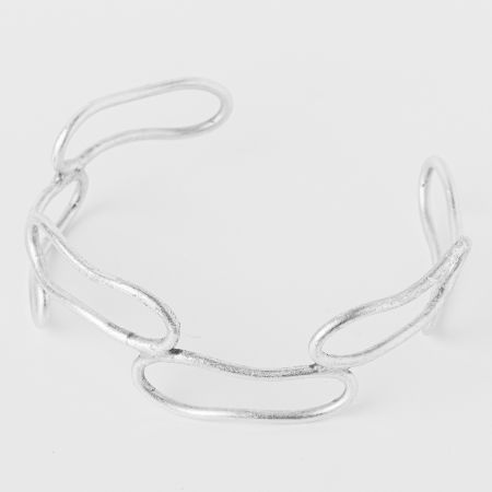 Bratara rigida din cupru argintat cu forme circulare alungite [1]