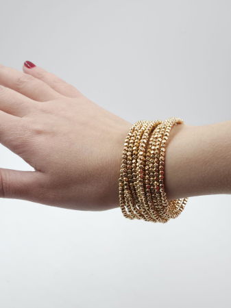 Bratara semirigida si elastica cu elemente mici aurii - design minimalist de efect [7]
