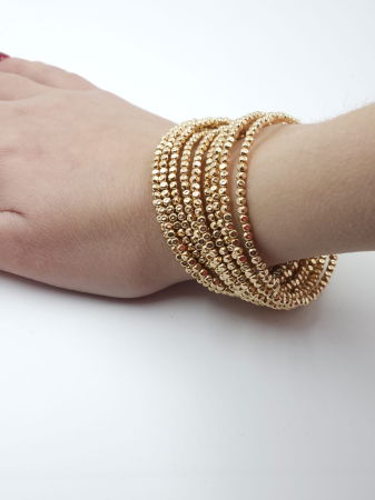 Bratara semirigida si elastica cu elemente mici aurii - design minimalist de efect [6]