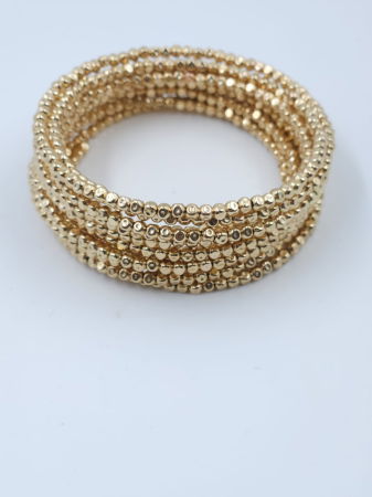Brățări - Bratara semirigida si elastica cu elemente mici aurii - design minimalist de efect