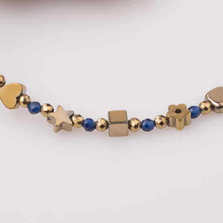 Bratara subtire bleumarin-auriu din cubic zirconia si hematit [1]