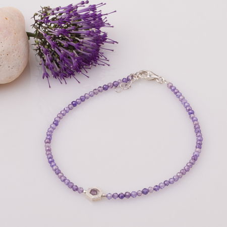 Bratara subtire din cubic zirconia si piesa hexagon din argint [1]