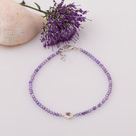 Brățari Argint - Bratara subtire din cubic zirconia si piesa hexagon din argint