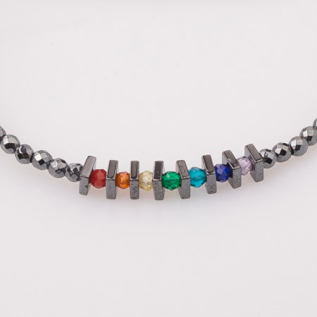 Bratara subtire din hematit gri si cubic zirconia multicolor [1]