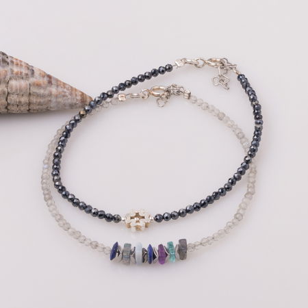 Bratara subtire din labradorit si hematit [2]