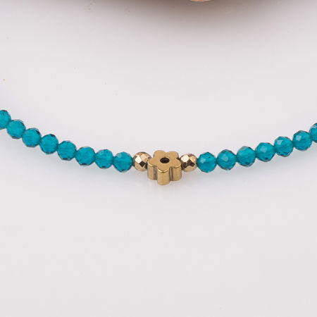 Bratara subtire turcoaz-auriu din cubic zirconia si hematit [1]