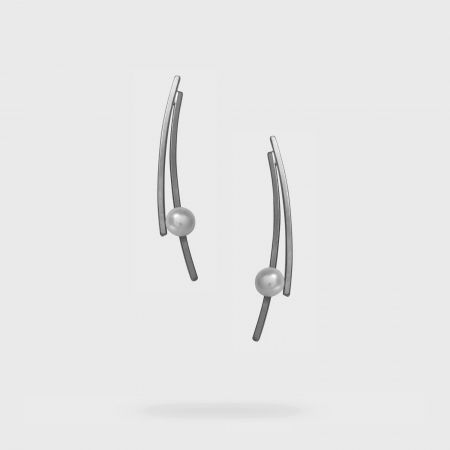 KATERINA VASSOU - Cercei Buttress cu perla, din alama placata cu gun metal