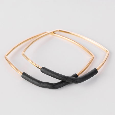 Brățări - Bratari in set de 2 buc rectangulare metalice aurii