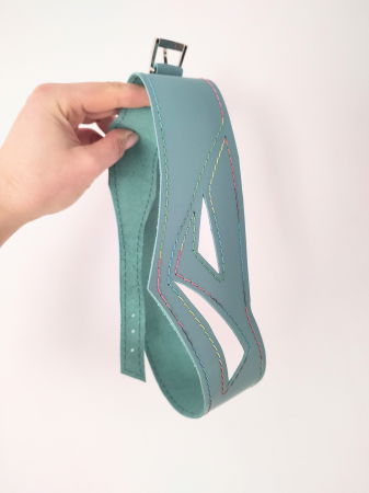 Centura asimetrică din piele naturala bleu prafuit [1]