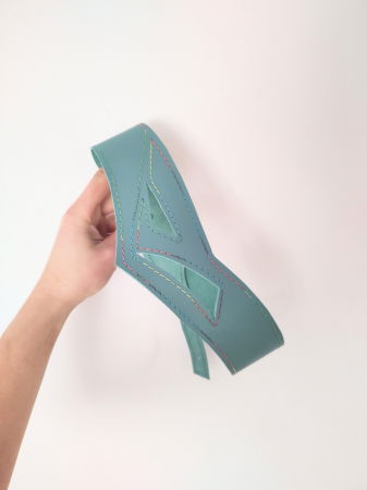 Centura asimetrică din piele naturala bleu prafuit [2]