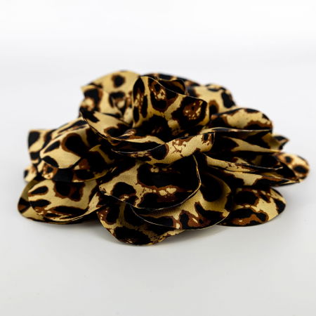 Brosa animal print pe fond galbui, floare cu diametru de 15 cm, cu clips pentru par [2]