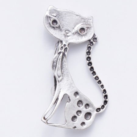 BIJUTERII - Brosa din ZAMAC cu forma de pisica cu ochi mari