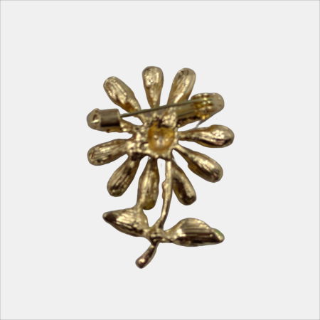 Brosa floare din metal cu efect emailat cu detalii aurii [1]