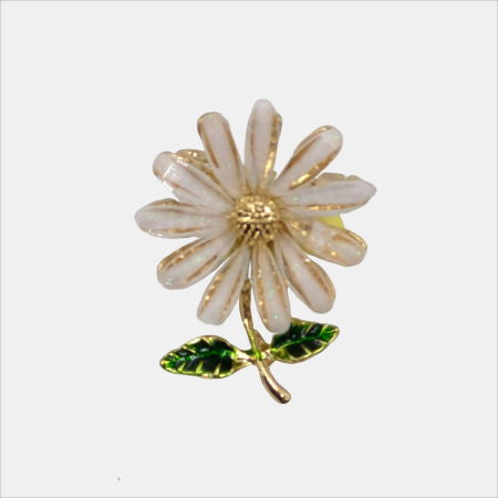 Bijuterii Noutați - Brosa floare din metal cu efect emailat cu detalii aurii