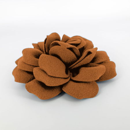 Brosa floare caramizie cu diametru de 20 cm din stofa, cu clips si ac [1]