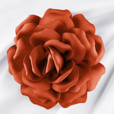 Brosa floare caramizie satinata cu diametru de 15 cm, cu clips pentru par [0]