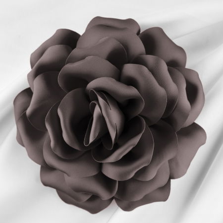 Broșe - Brosa floare gri inchis cu diametru de 15 cm, cu clips pentru par