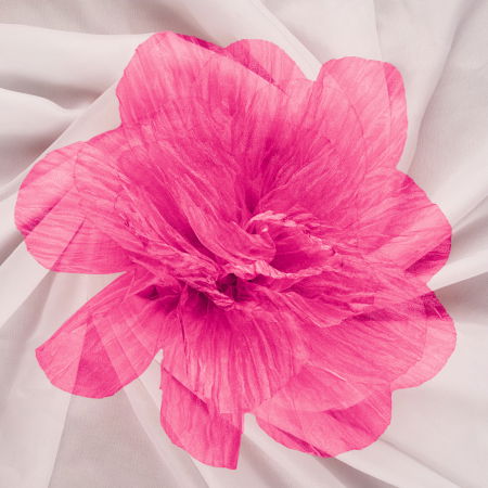 Broșe - Brosa floare din organza creponata cu diametru de 20 cm, cu clips pentru par, fucsia