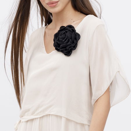 Brosa floare neagra din bumbac cu diametru de 15 cm, cu clips pentru par [1]