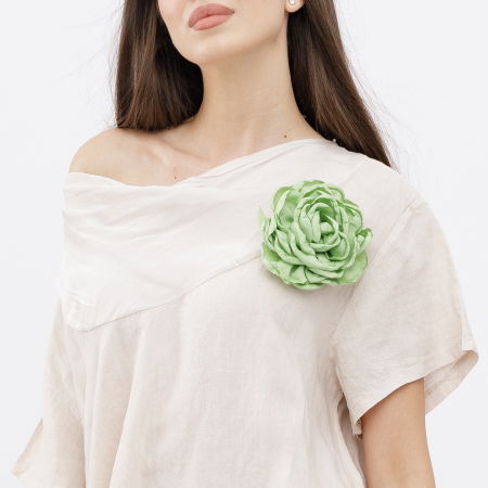 Brosa floare lila din bumbac cu diametru de 15 cm, cu clips pentru par [2]