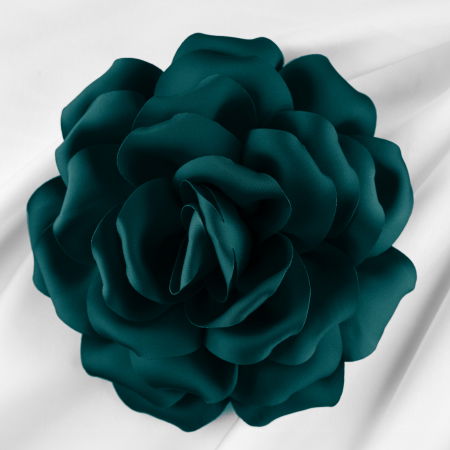 Broșe - Brosa floare turcoaz inchis cu diametru de 15 cm, cu clips pentru par