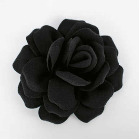 Broșe - Brosa floare neagra cu diametru de 20 cm din stofa, cu clips si ac