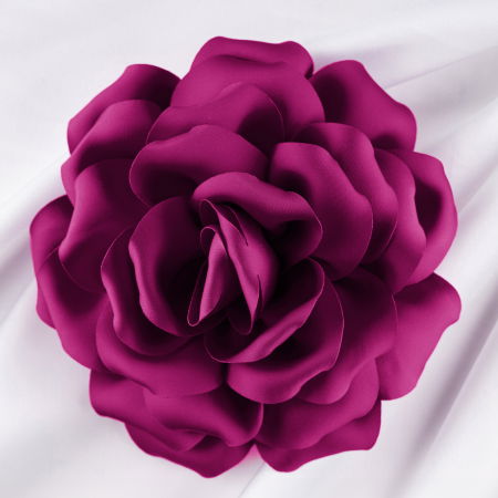 Broșe - Brosa floare mov zmeura satinata cu diametru de 15 cm, cu clips pentru par