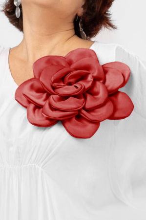 Brosa floare rosu inchis satinata cu diametru de 25 cm, cu clips pentru par [1]