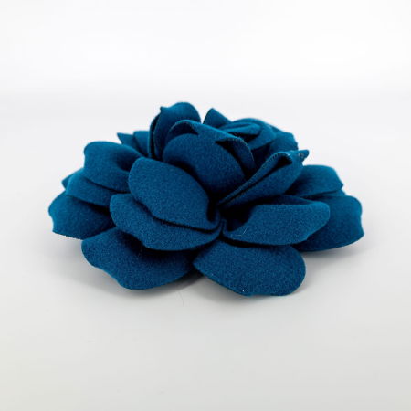 Brosa floare albastra cu diametru de 20 cm din stofa, cu clips si ac [5]