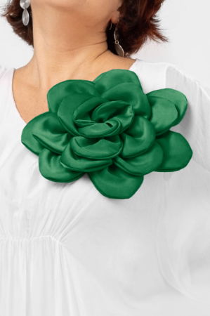 Brosa floare verde satinata cu diametru de 25 cm, cu clips pentru par [1]