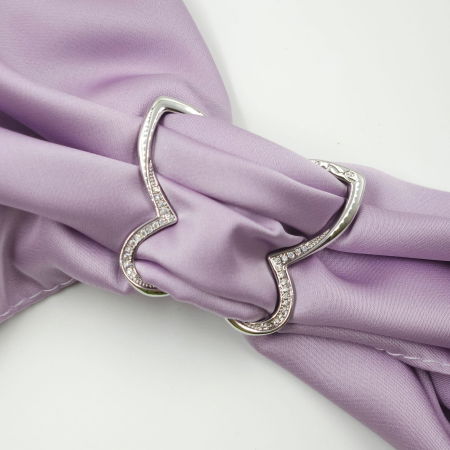 Brosa inel pentru esarfa cu forma de fluture argintiu cu pietricele foarte fine [1]