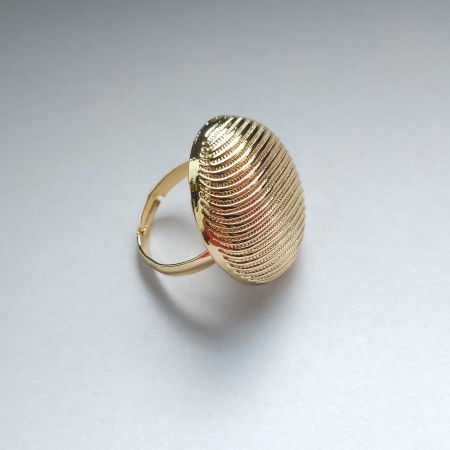 Brosa inel pentru esarfa cu forma rotunda cu striatii, aurie [3]