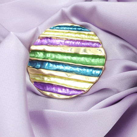Brosa magnetica aurie, model geometric rotund cu mov, albastru si verde [6]