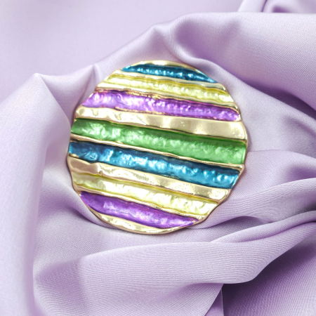 Brosa magnetica aurie, model geometric rotund cu mov, albastru si verde [8]