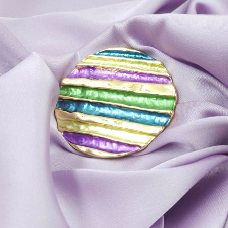 Brosa magnetica aurie, model geometric rotund cu mov, albastru si verde [7]