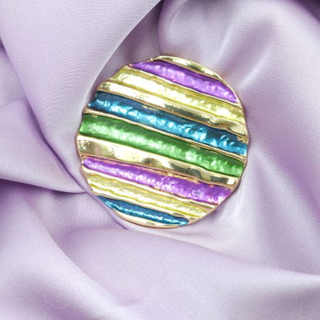 Brosa magnetica aurie, model geometric rotund cu mov, albastru si verde [4]